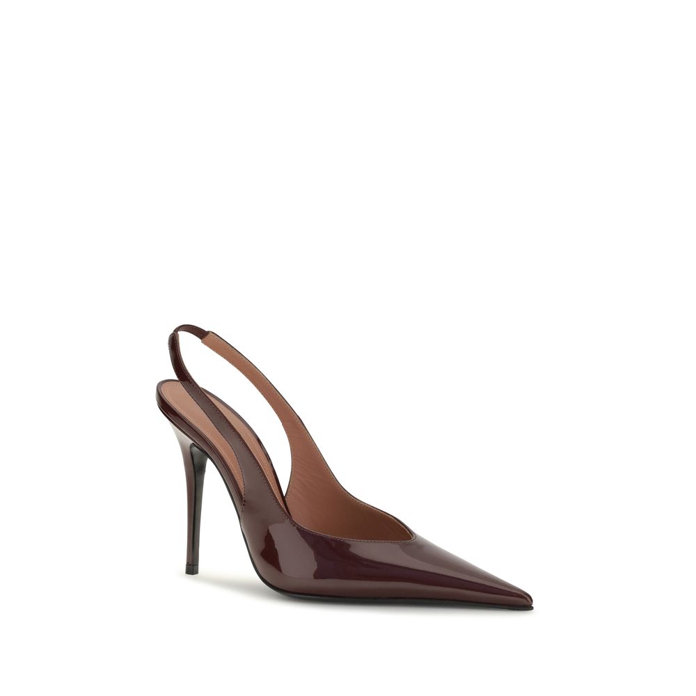 Amina Muaddi Bordeaux Calf Leather Bos Taurus Pumps