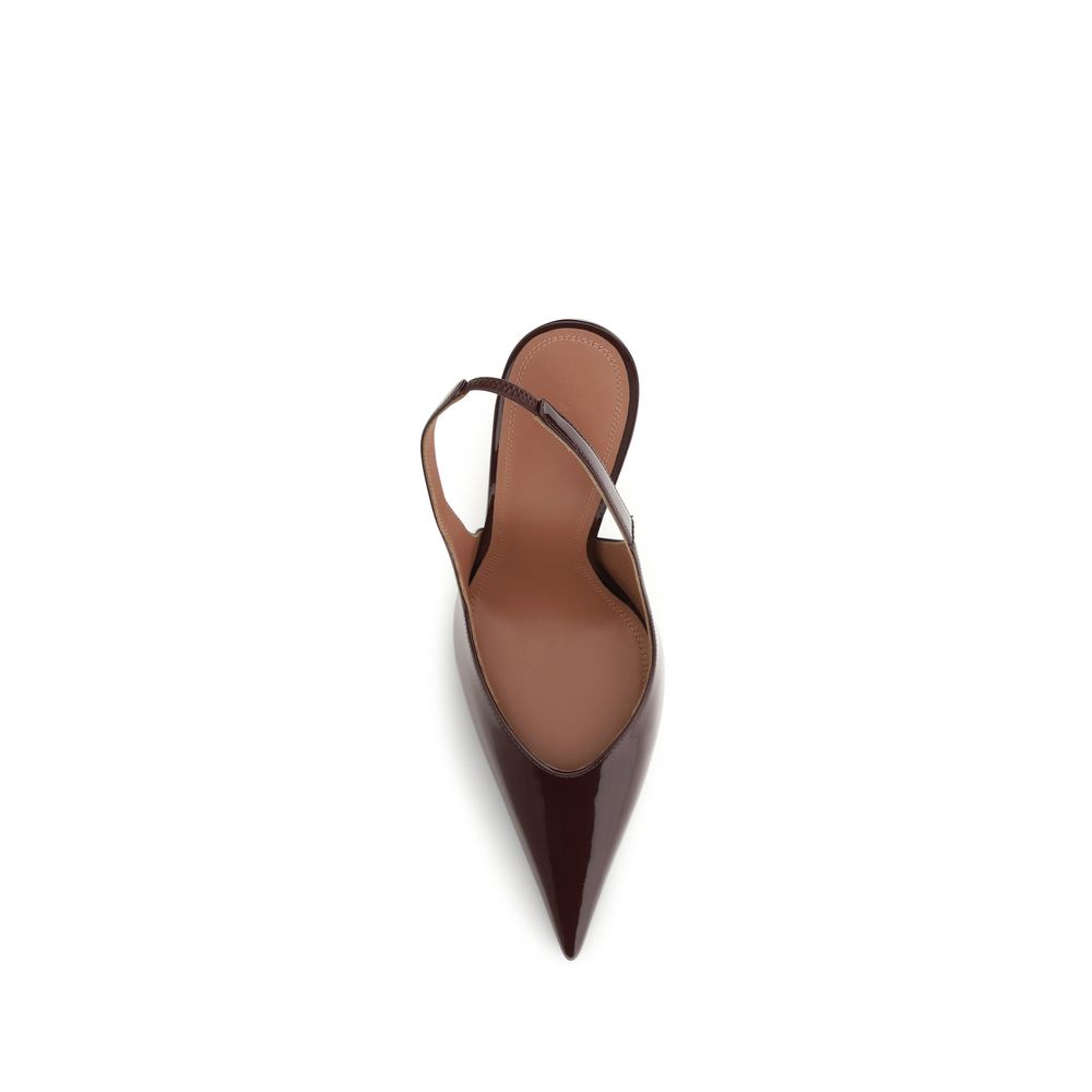 Amina Muaddi Bordeaux Calf Leather Bos Taurus Pumps