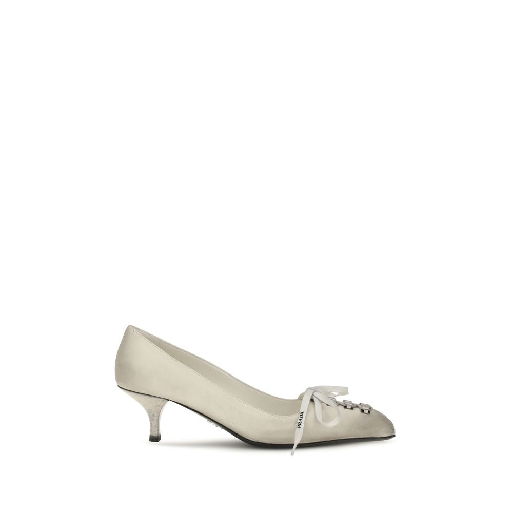 Prada White Calf Leather Bos Taurus Lace-Up