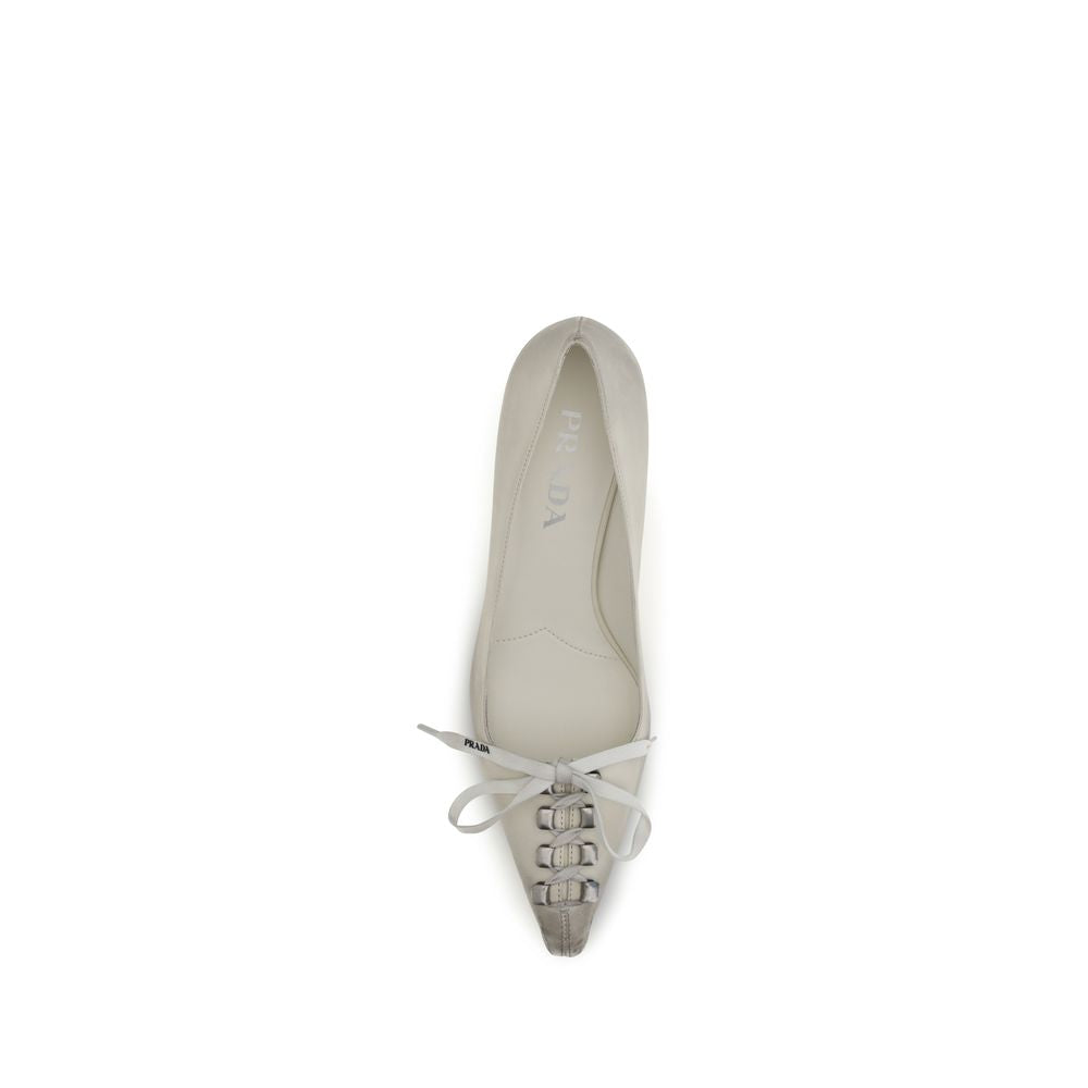 Prada White Calf Leather Bos Taurus Lace-Up