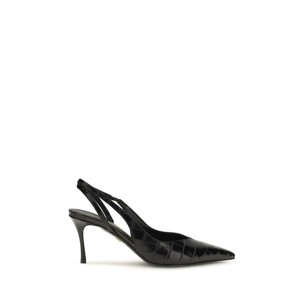 Ferragamo Black Calf Leather Bos Taurus Pumps