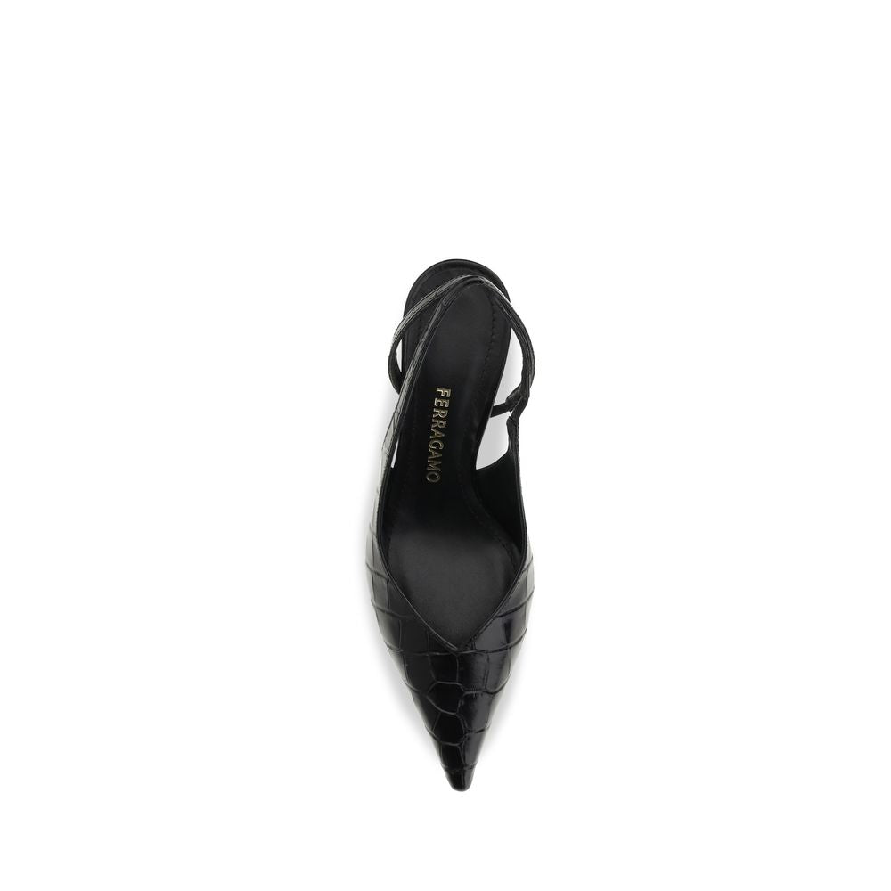 Ferragamo Black Calf Leather Bos Taurus Pumps