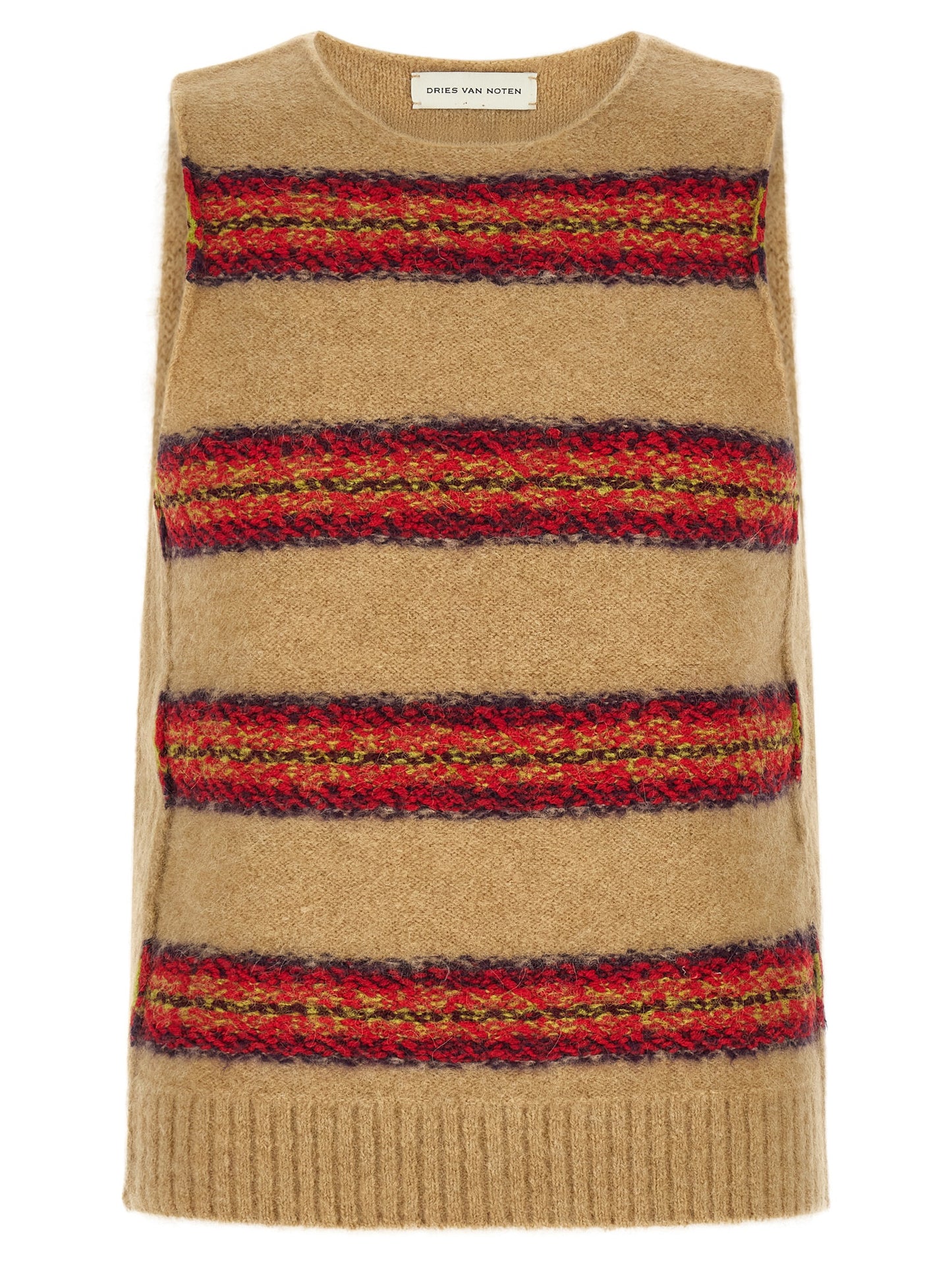 Dries Van Noten Beige Wool Sleeveles Sweater