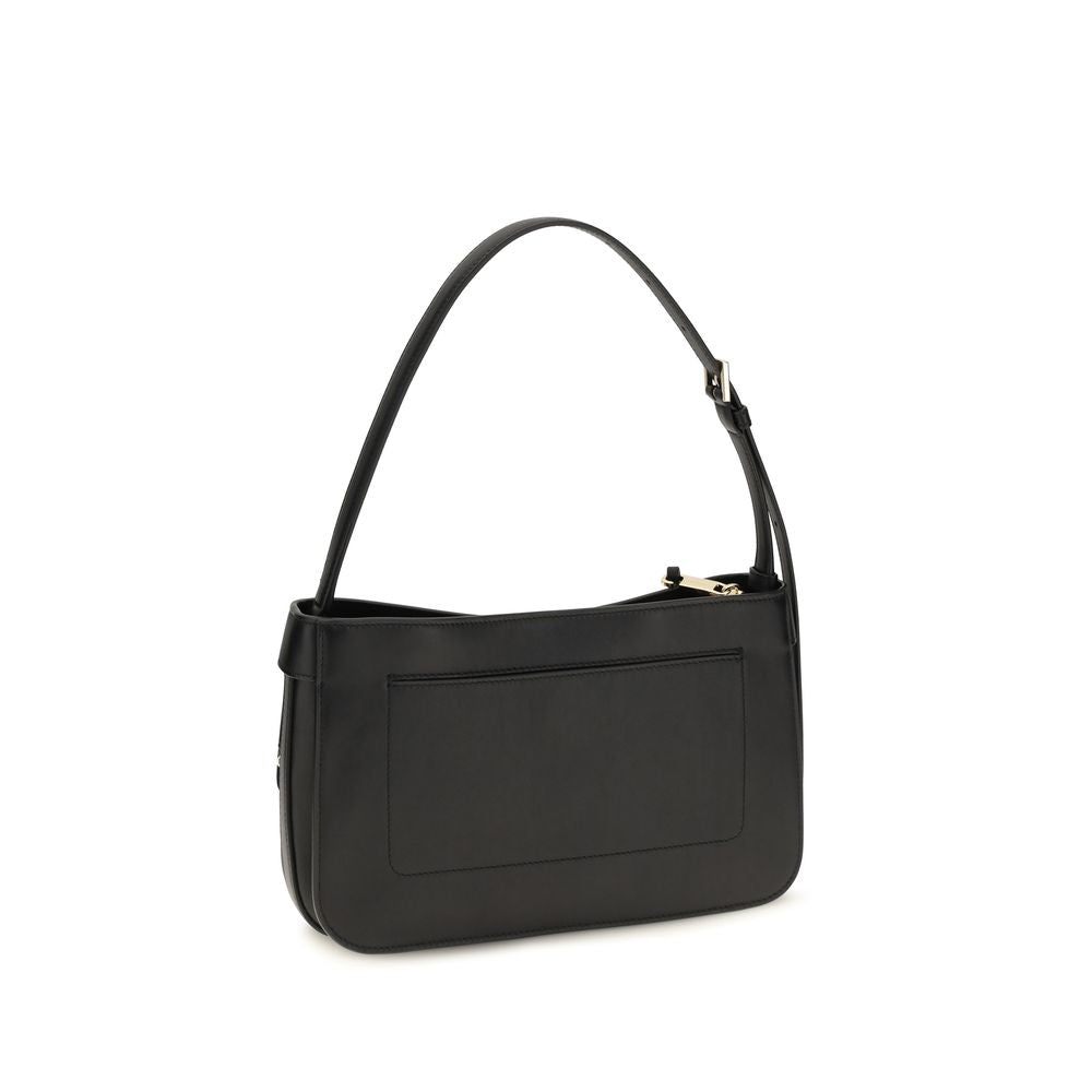 Ferragamo Black Calf Leather Bos Taurus Shoulder Bag