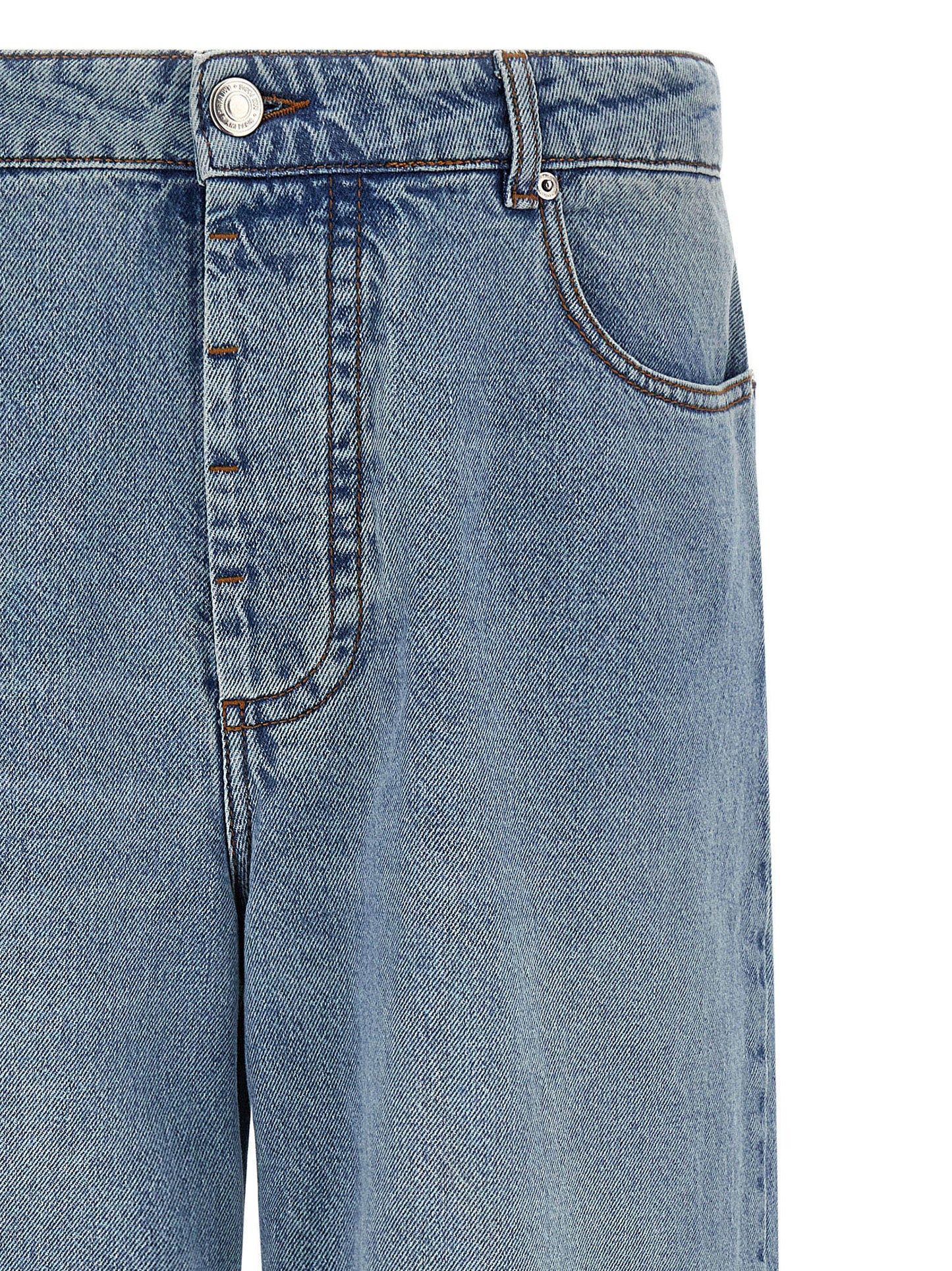 Ami Paris Blue Cotton Relaxed Fit Jeans