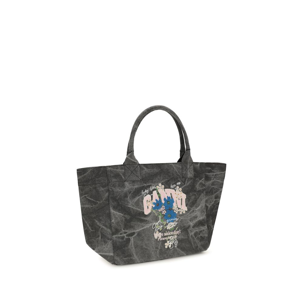 Ganni Gray Cotton Shoulder Bag