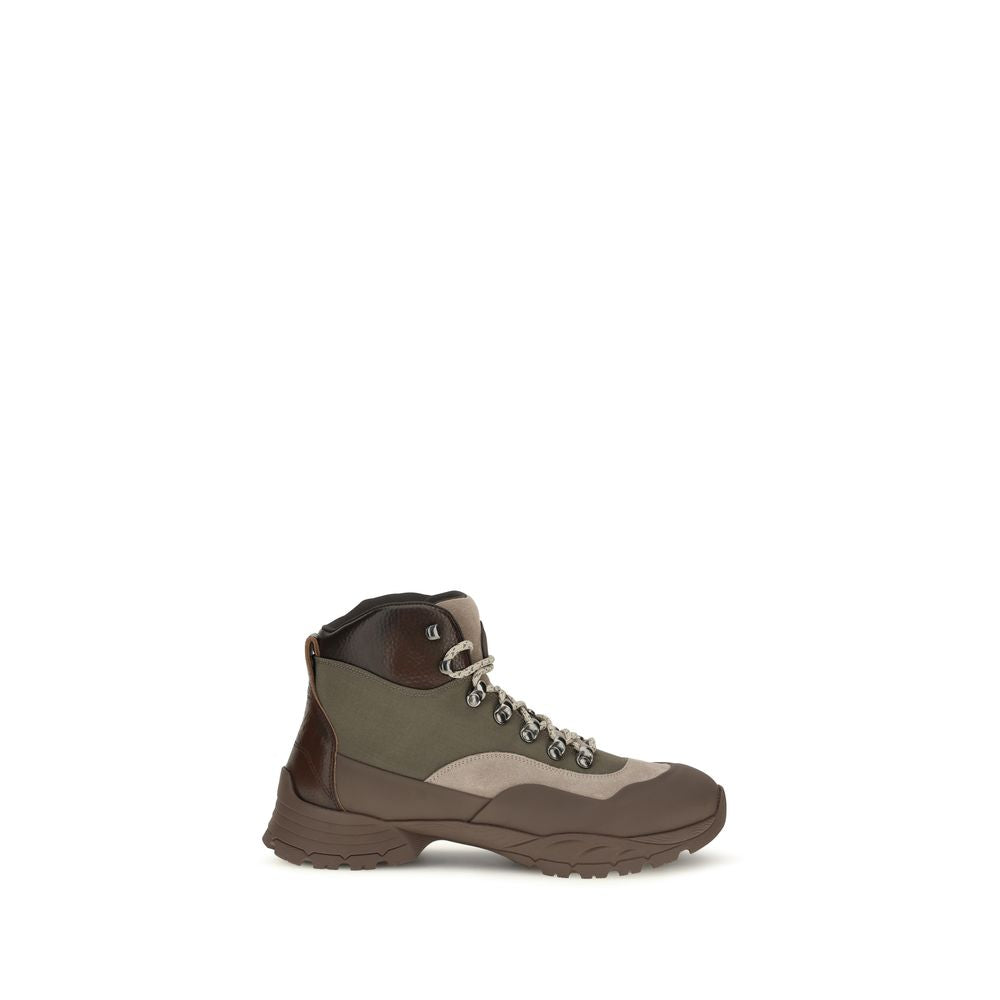 Brunello Cucinelli Bicolor Nylon Lace-Up Boots