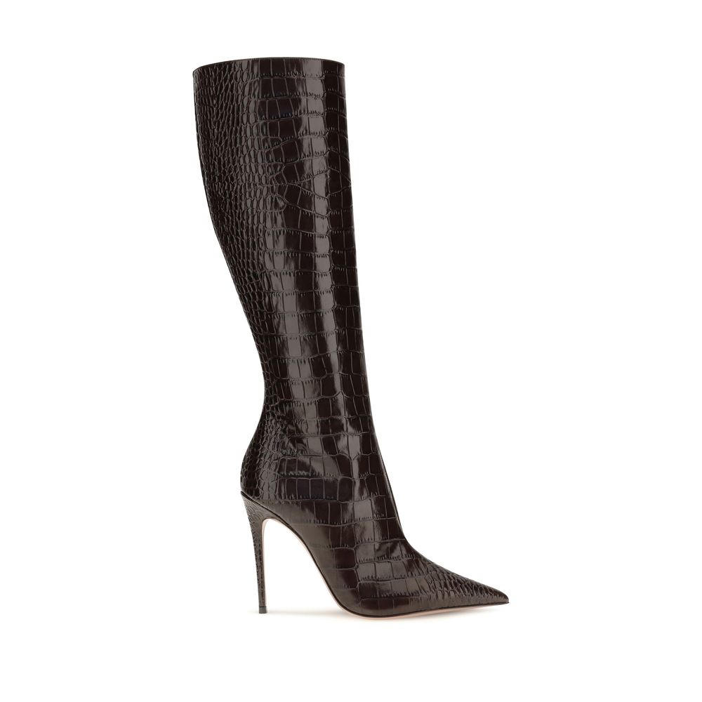 Paris Texas Brown Calf Leather Bos Taurus High Heel Boots