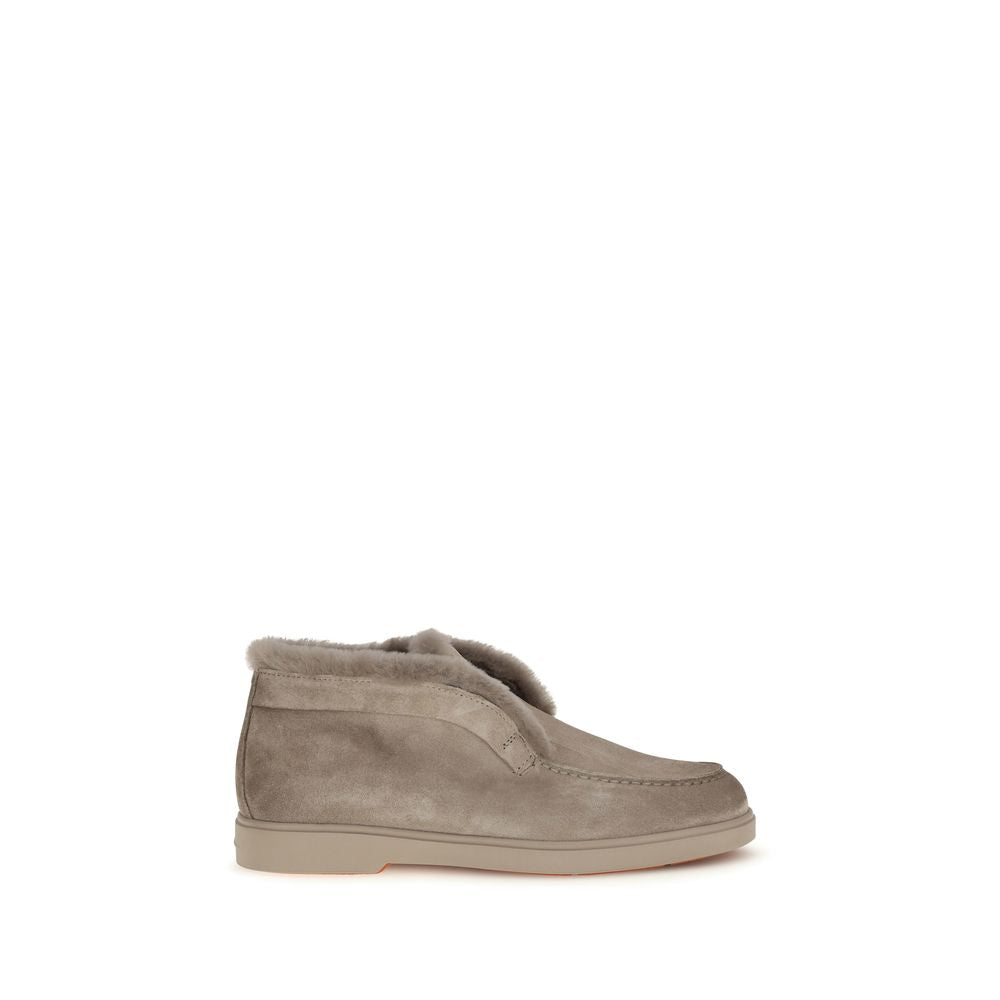 Santoni Beige Faux Fur Ankle Boots