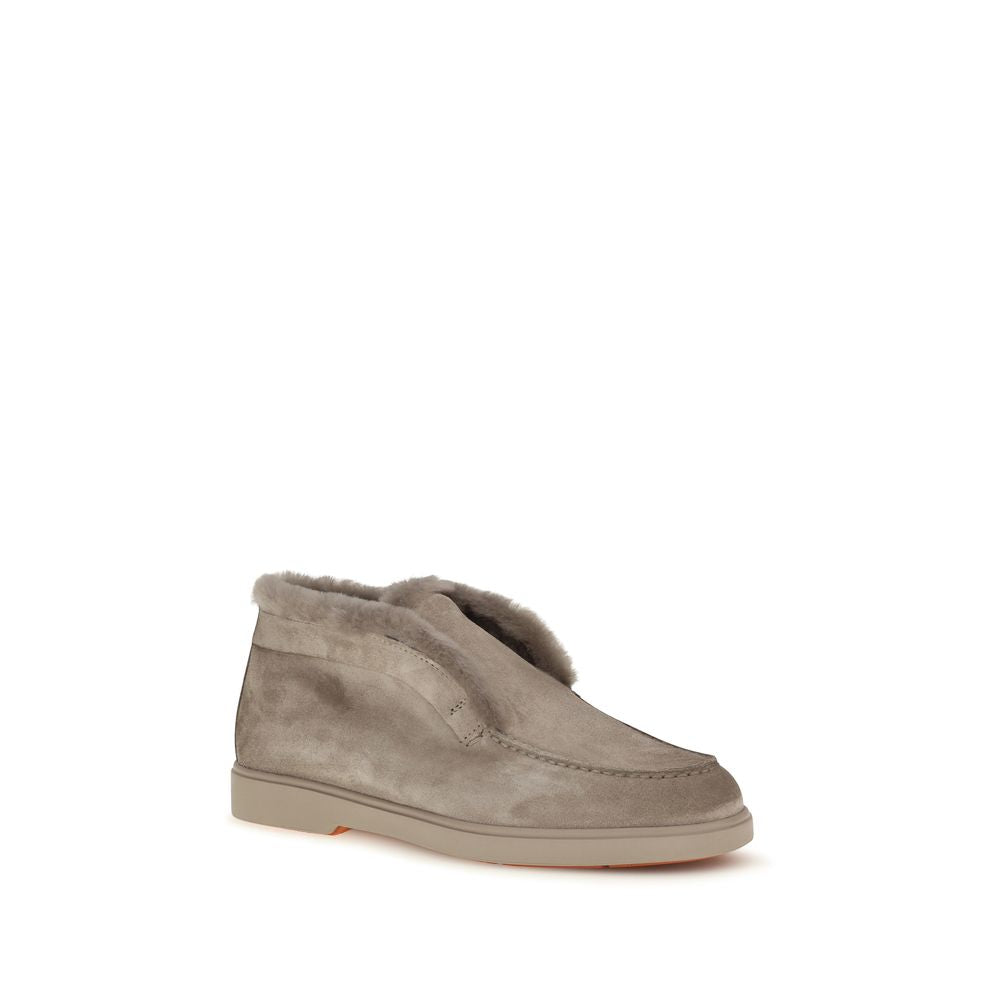Santoni Beige Faux Fur Ankle Boots