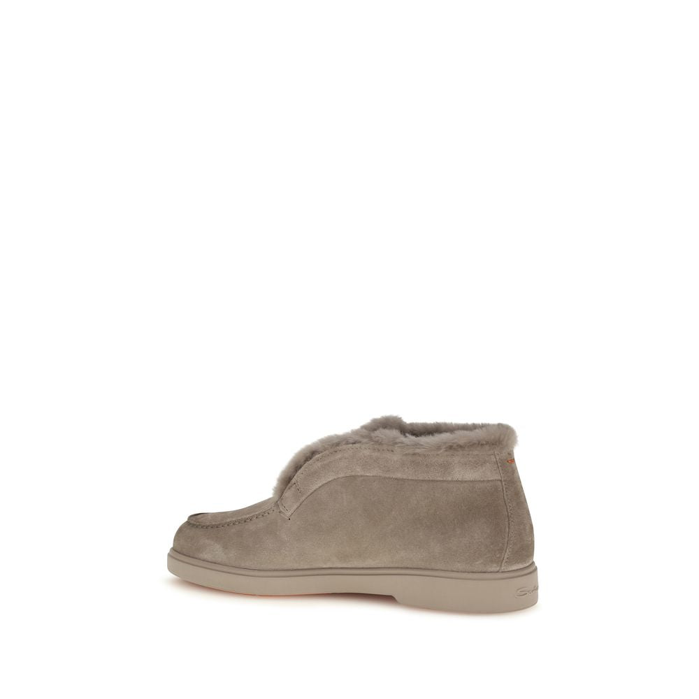 Santoni Beige Faux Fur Ankle Boots