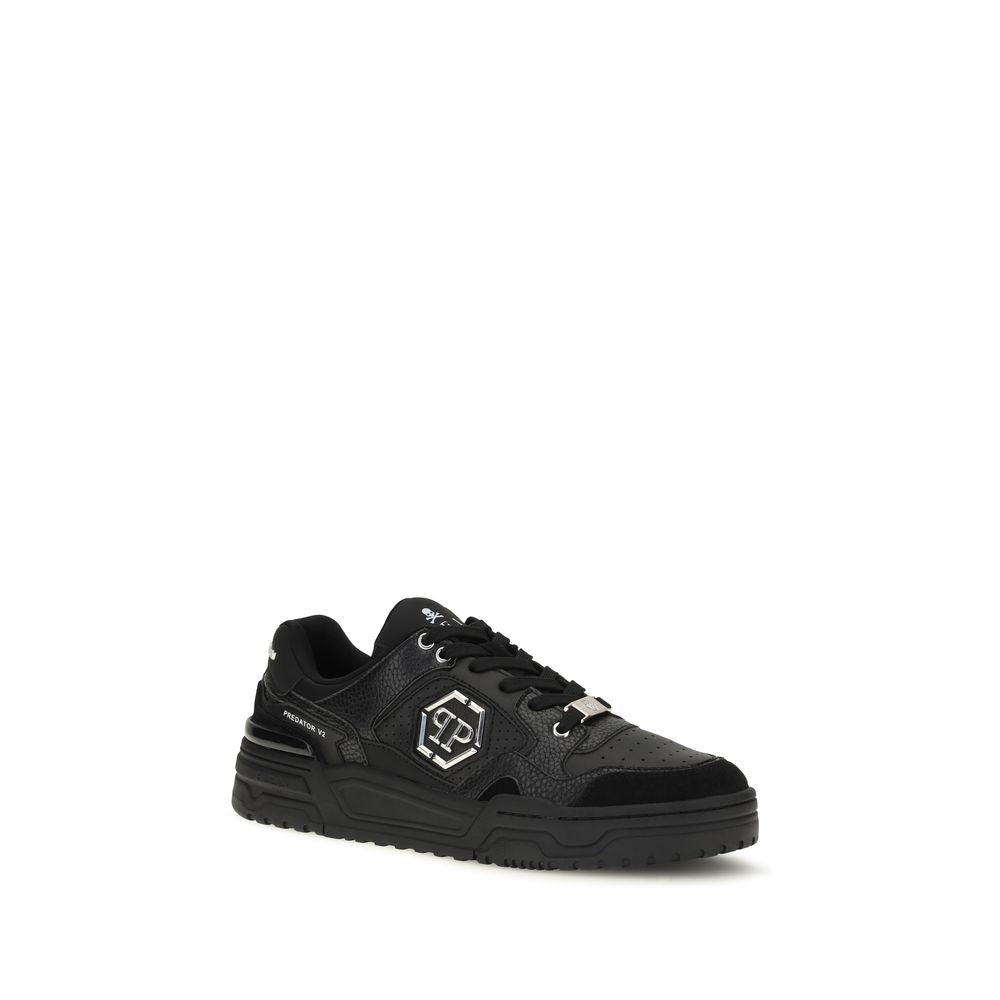 Philipp Plein Black Polyester Low Top Sneakers