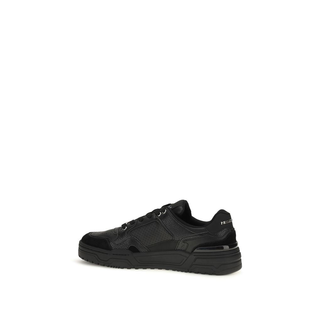 Philipp Plein Black Polyester Low Top Sneakers