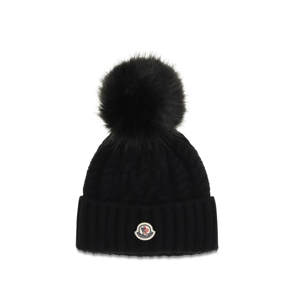 Moncler Black Wool Oves Aries Beanie