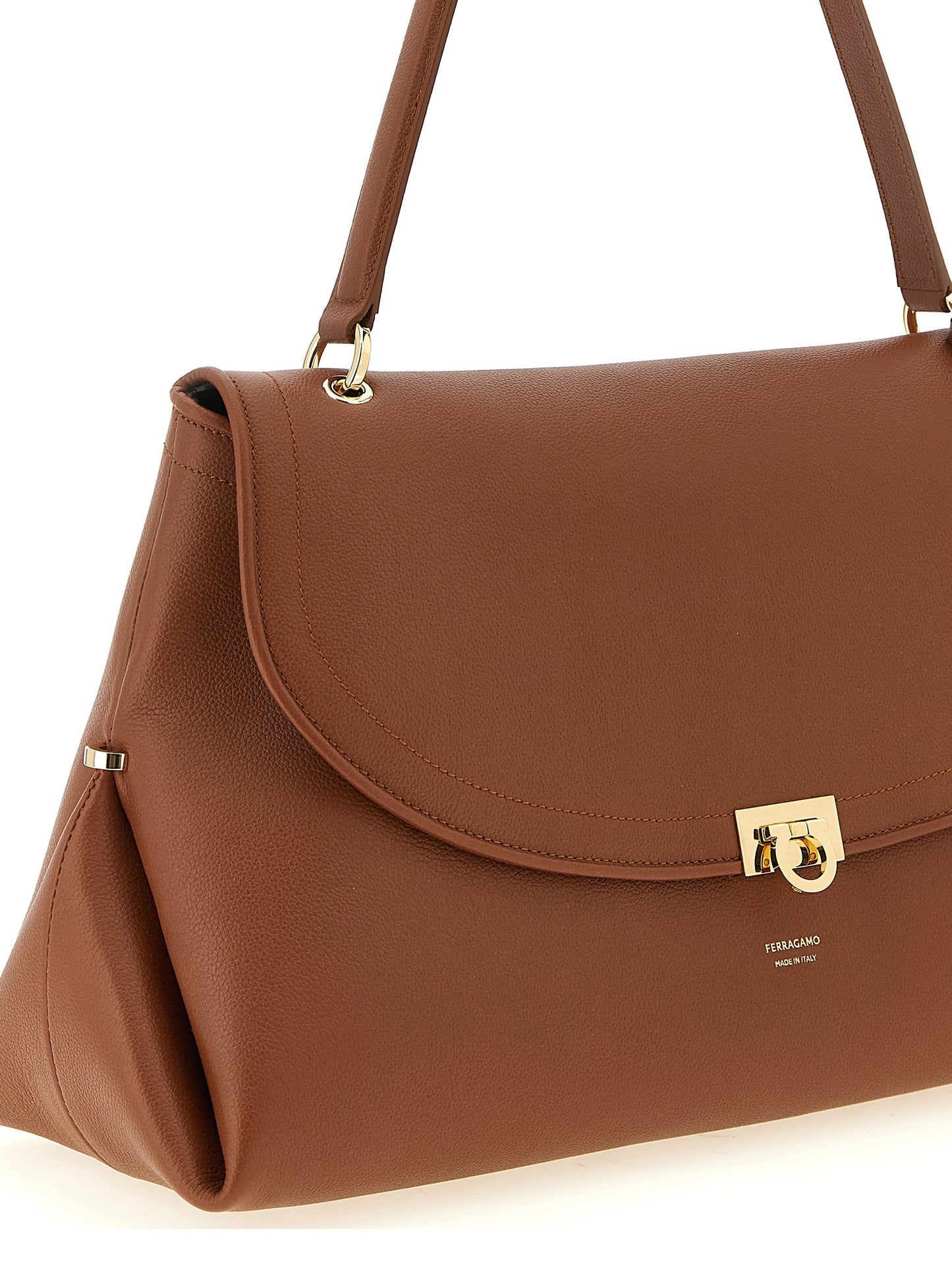 Ferragamo Brown Calfskin Shoulder Bag