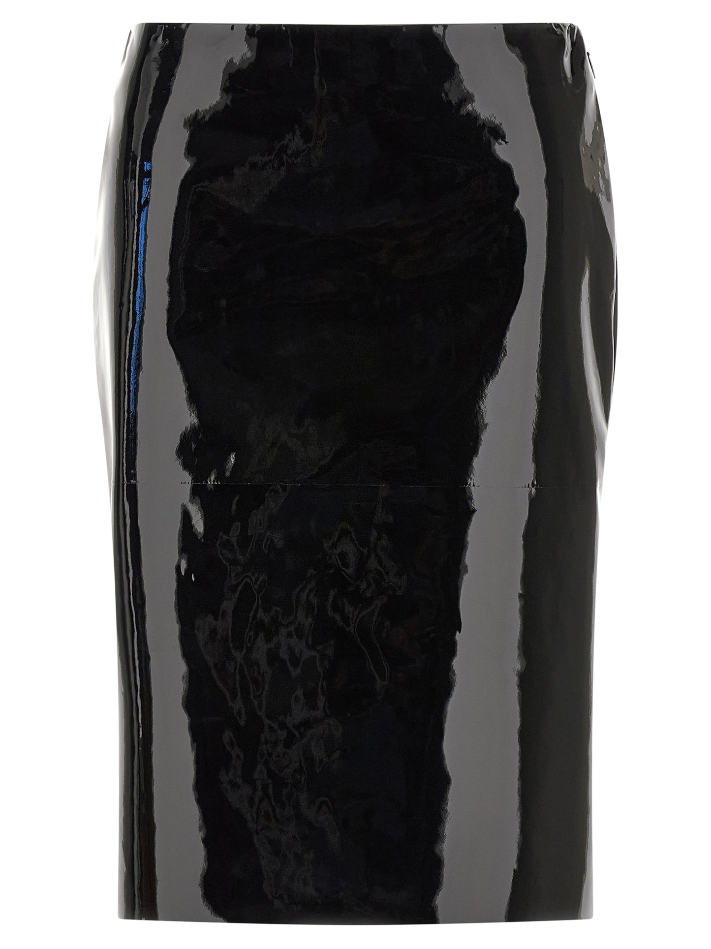 Ferragamo Black Lamb Leather Midi Skirt