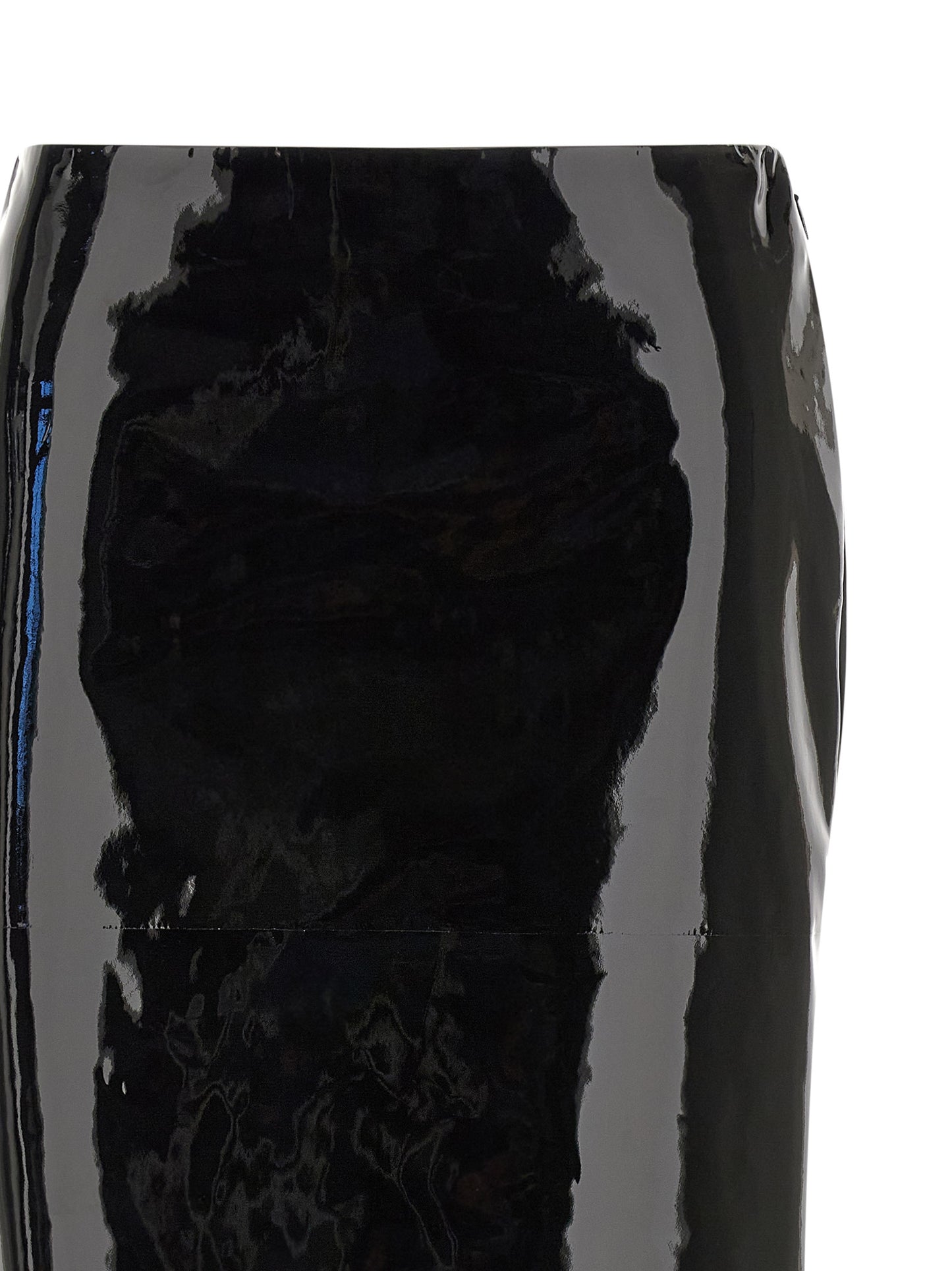 Ferragamo Black Lamb Leather Midi Skirt