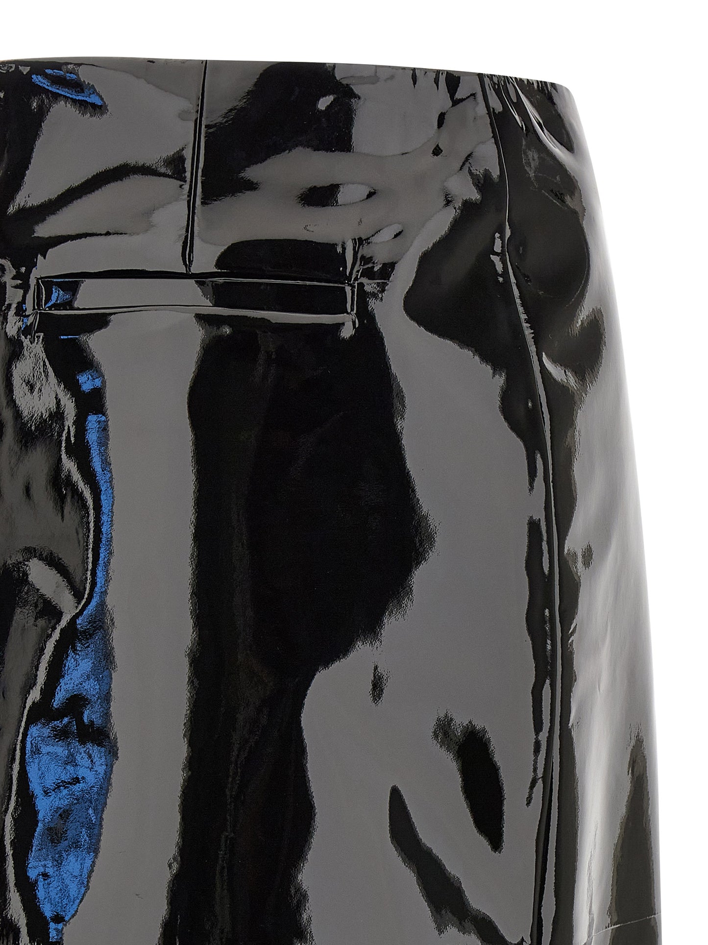 Ferragamo Black Lamb Leather Midi Skirt