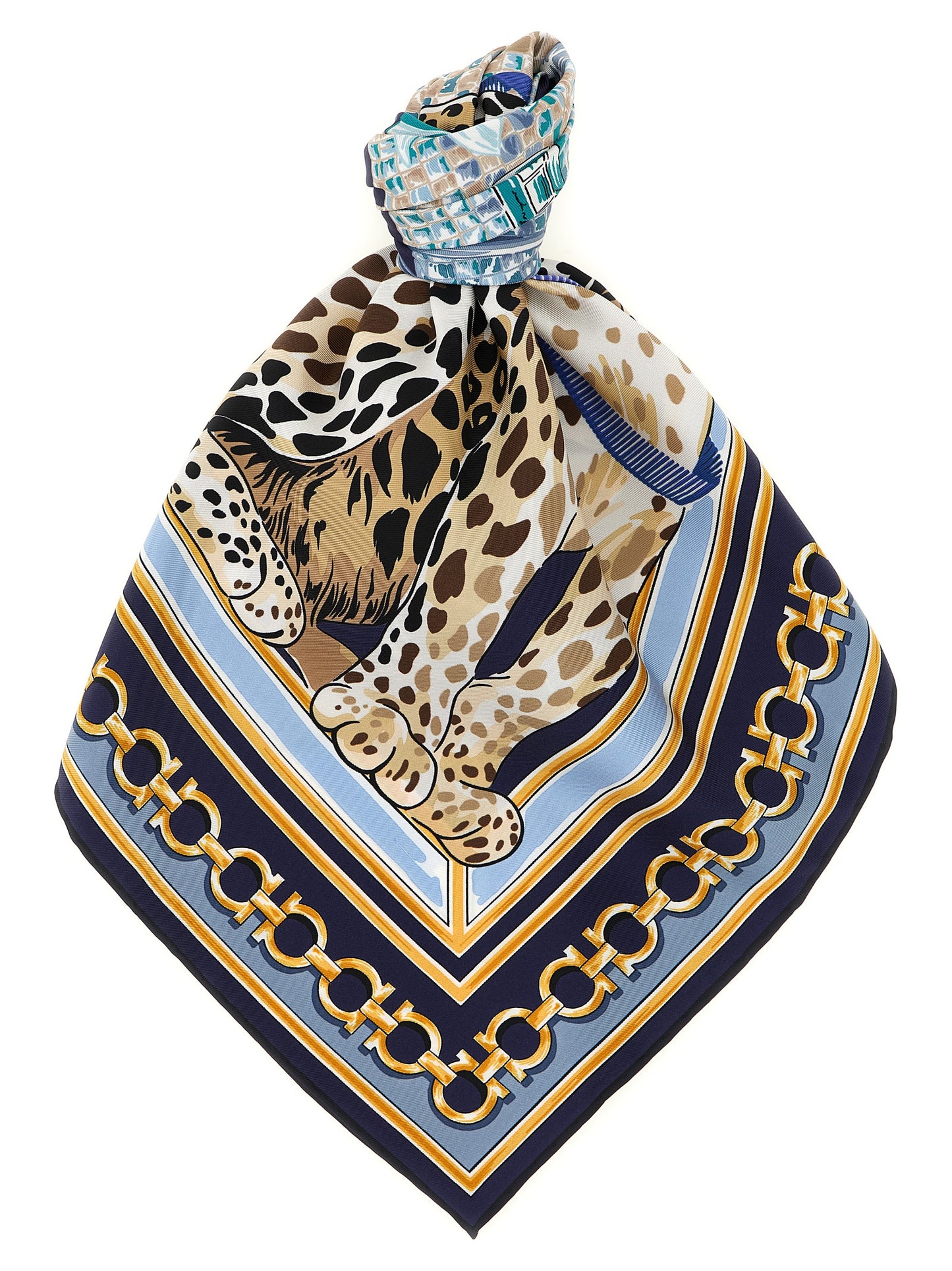 Ferragamo Blue Silk Foulard