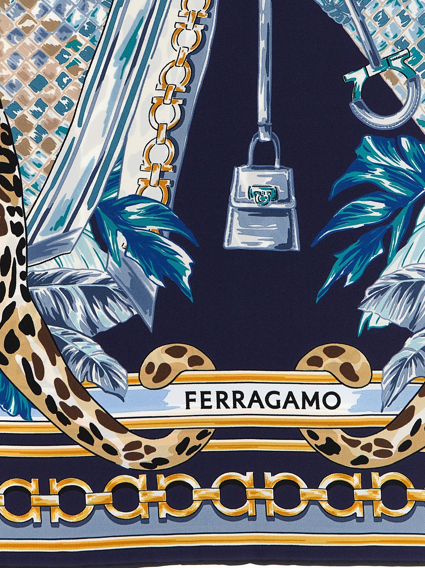Ferragamo Blue Silk Foulard