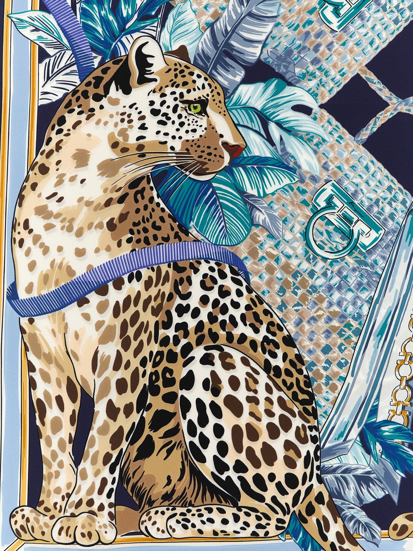 Ferragamo Blue Silk Foulard