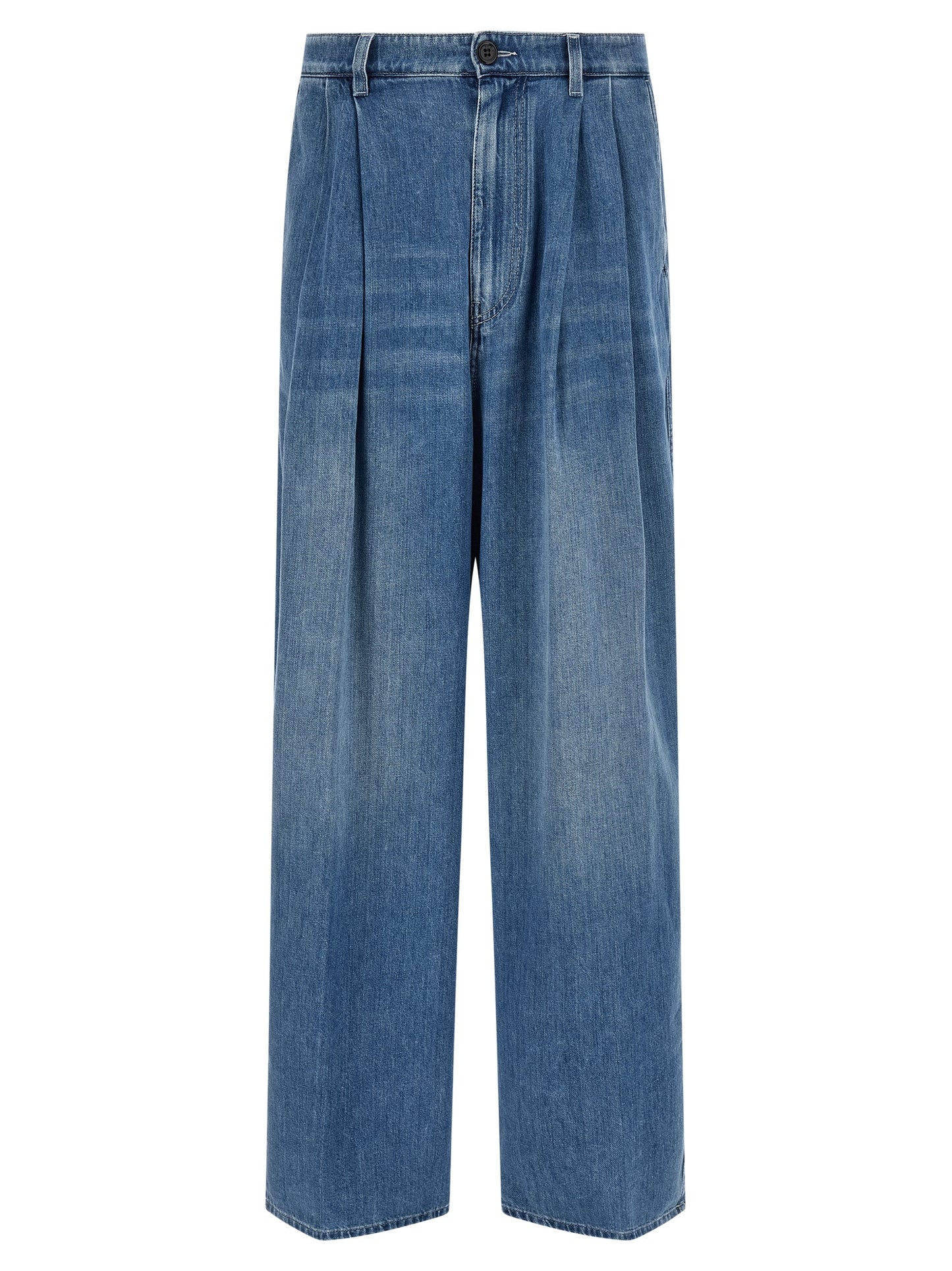 Marni Blue Cotton High-Waisted Jean