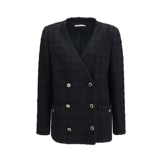 Alessandra Rich Black Cotton Full-Length Jacket