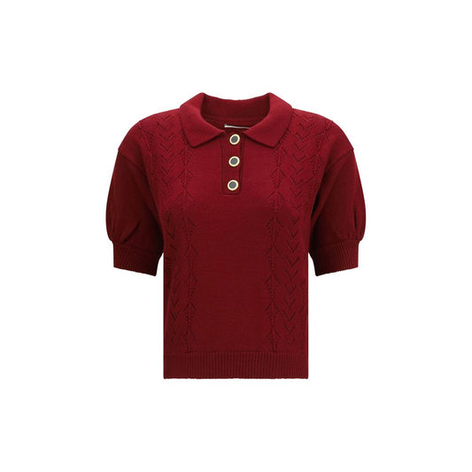 Alessandra Rich Bordeaux Wool Oves Aries Shortsleeve Shirt