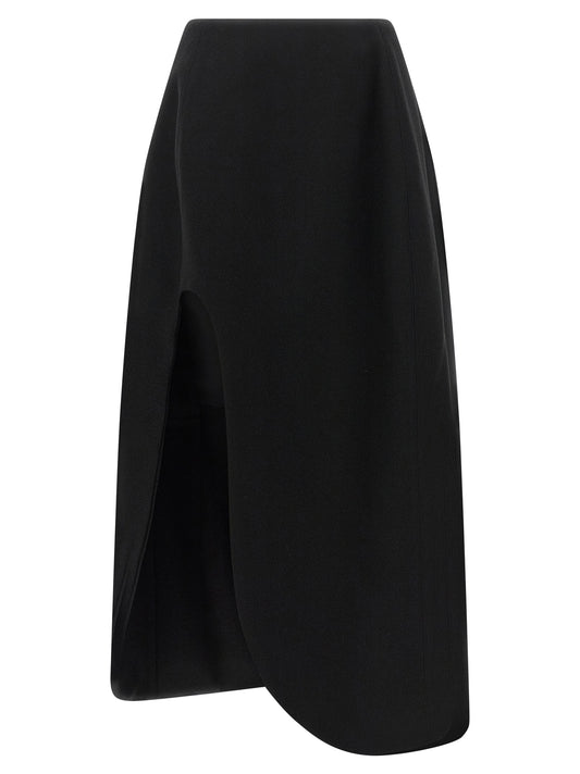 Jil Sander Black Virgin Wool Midi Skirt