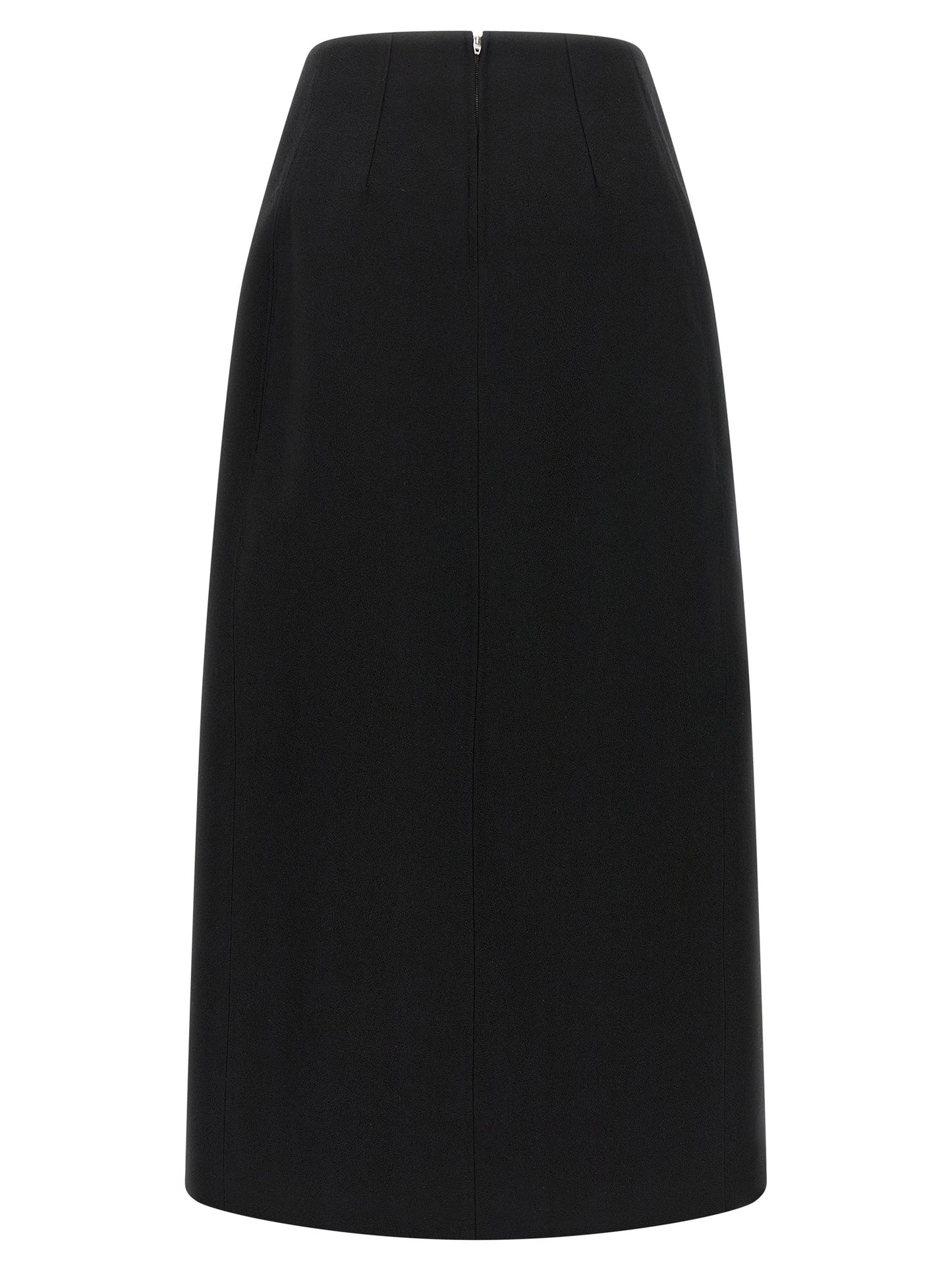 Jil Sander Black Virgin Wool Midi Skirt