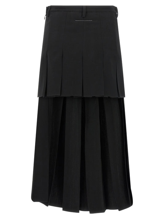 MM6 Maison Margiela Black Polyester Midi Skirt