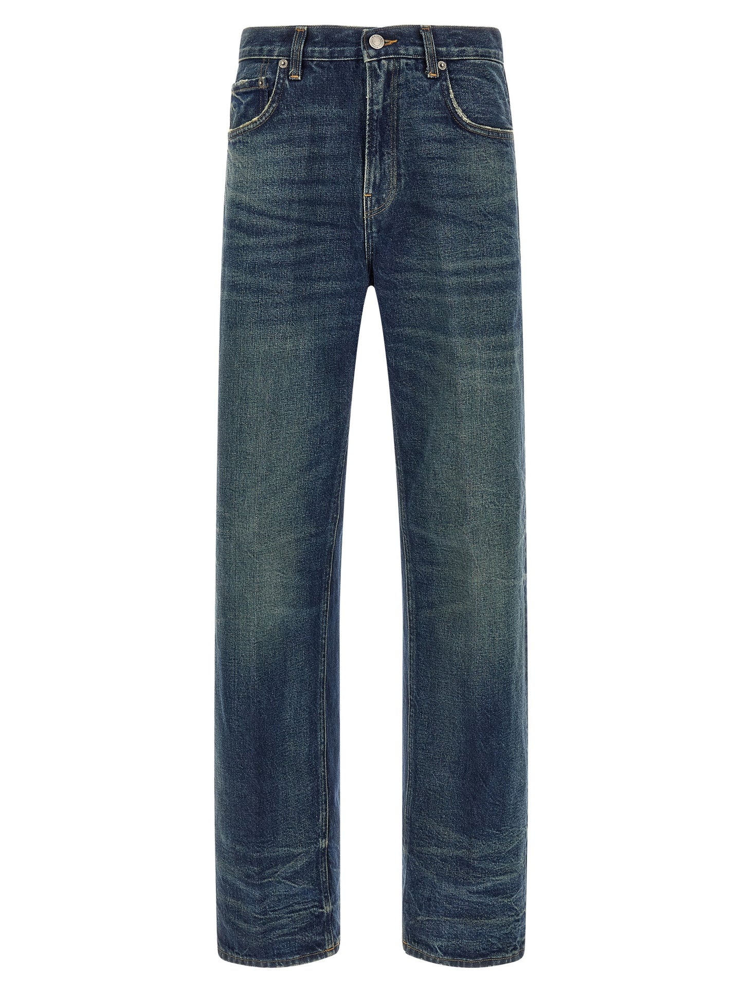 Haikure Blue Cotton Relaxed Fit Jeans