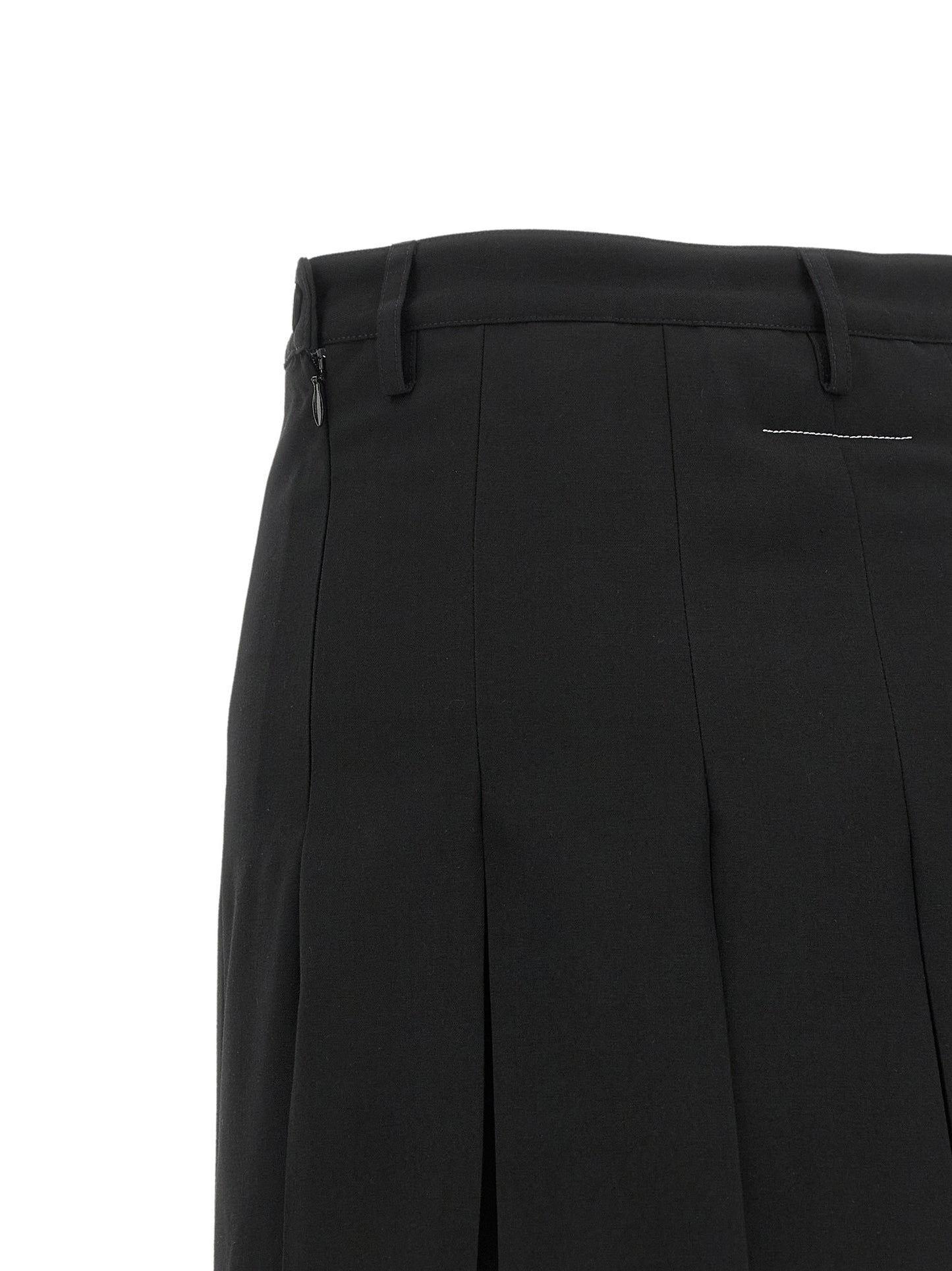 MM6 Maison Margiela Black Polyester Midi Skirt