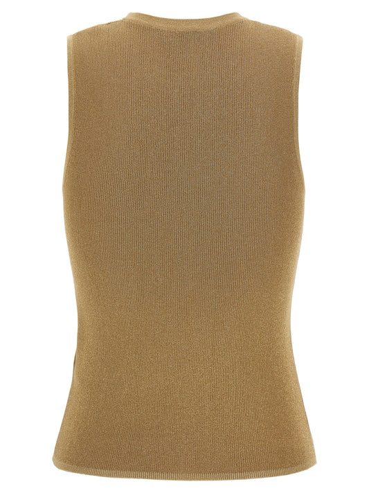 Max Mara Gold Polyamide Sleeveles T-Shirt