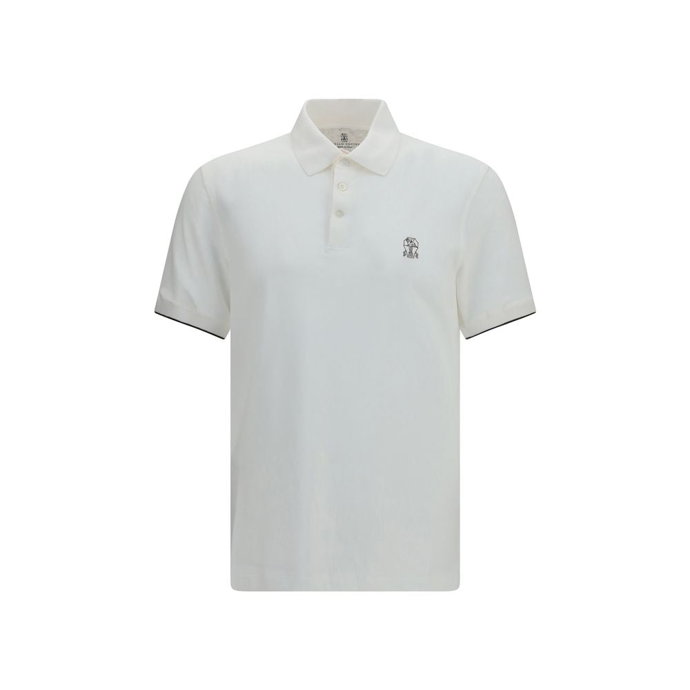 Brunello Cucinelli White Cotton Polo Shirt
