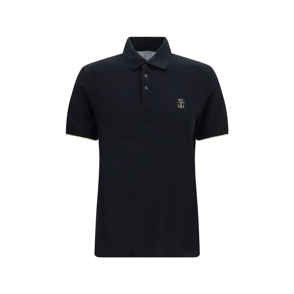 Brunello Cucinelli Black Cotton Polo Shirt