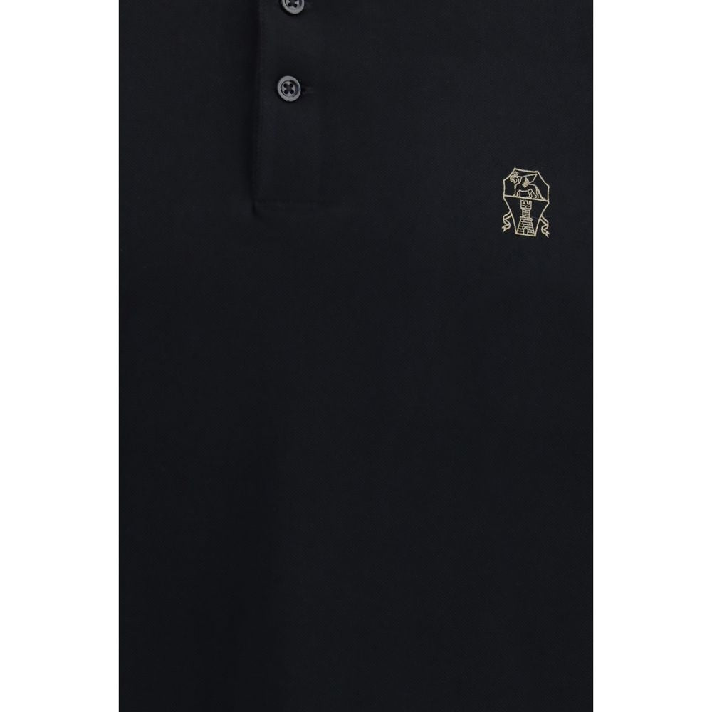 Brunello Cucinelli Black Cotton Polo Shirt
