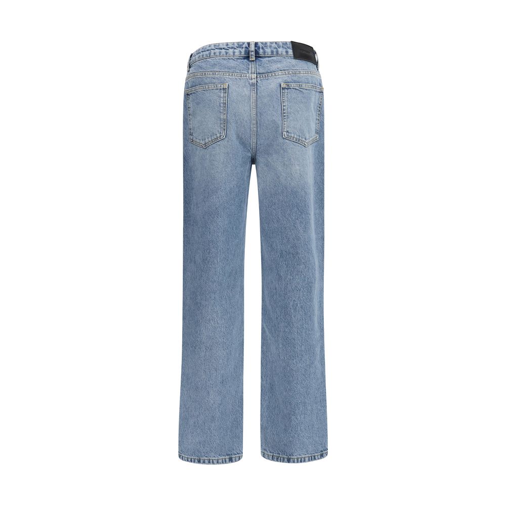 Represent Blue Cotton Straight-Leg Jeans