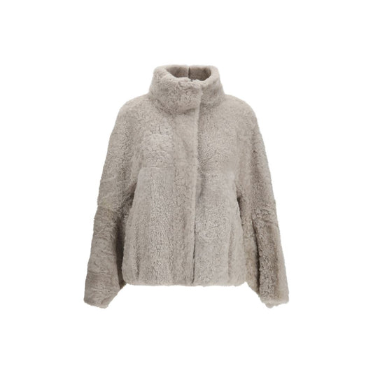 Brunello Cucinelli Gray Faux Fur Full-Length Jacket