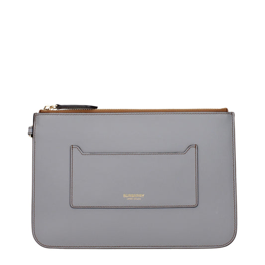 Burberry Gray Leather Clutch Bag