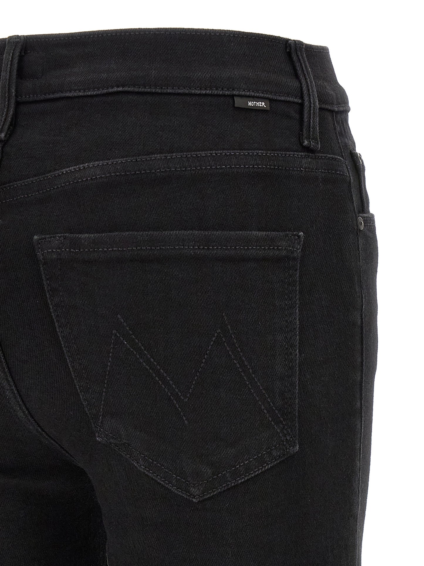 Mother Denim Black Cotton Flared Jeans