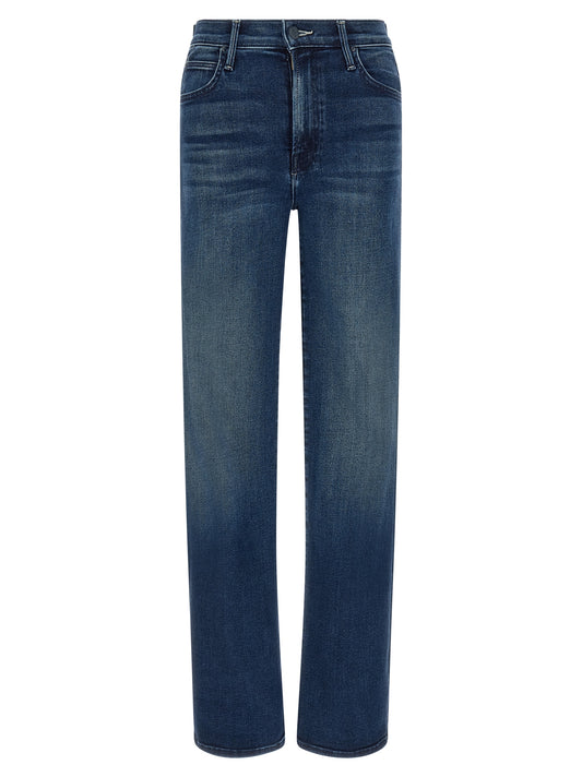 Mother Denim Blue Cotton Straight-Leg Jeans