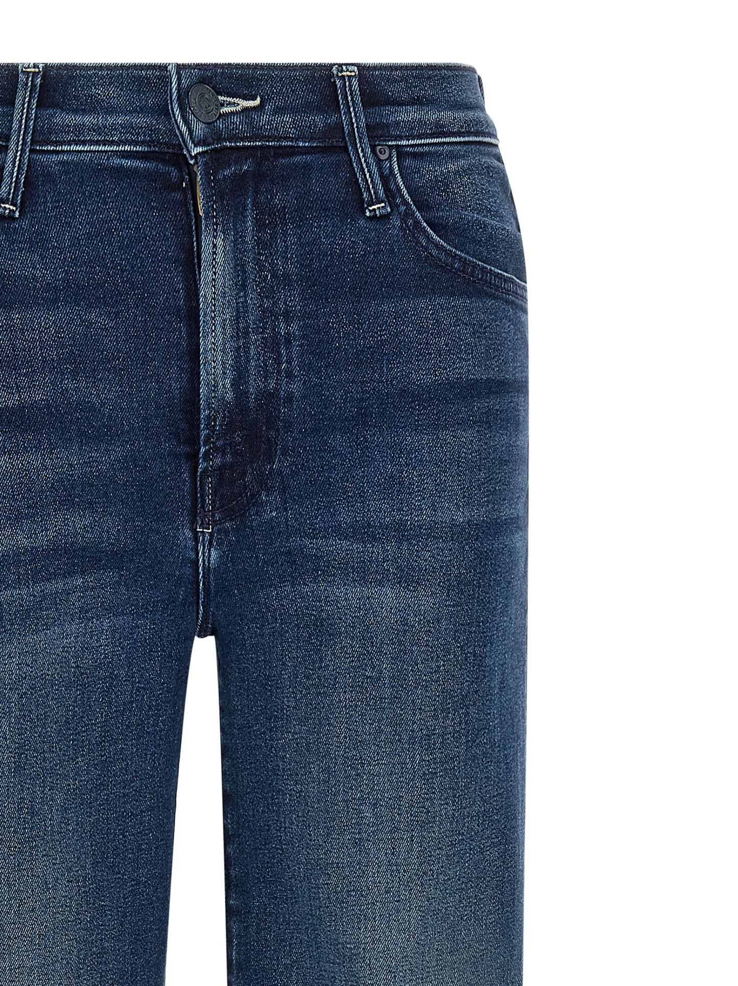 Mother Denim Blue Cotton Straight-Leg Jeans