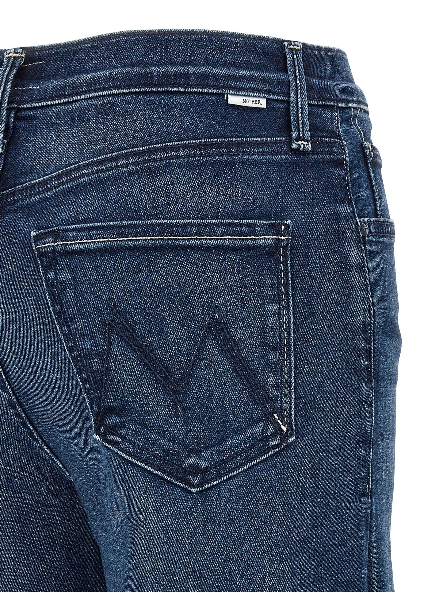 Mother Denim Blue Cotton Straight-Leg Jeans