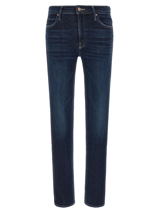 Mother Denim Blue Cotton Straight-Leg Jeans