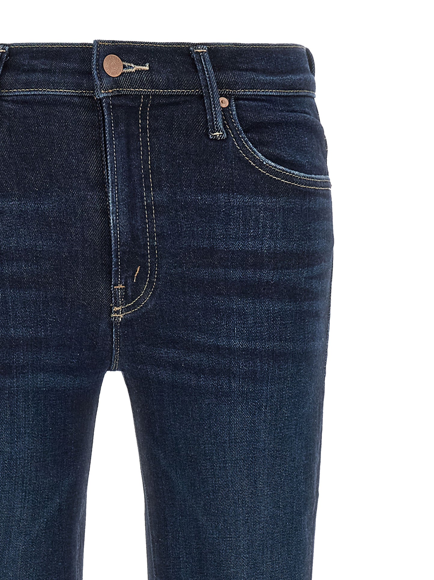 Mother Denim Blue Cotton Straight-Leg Jeans