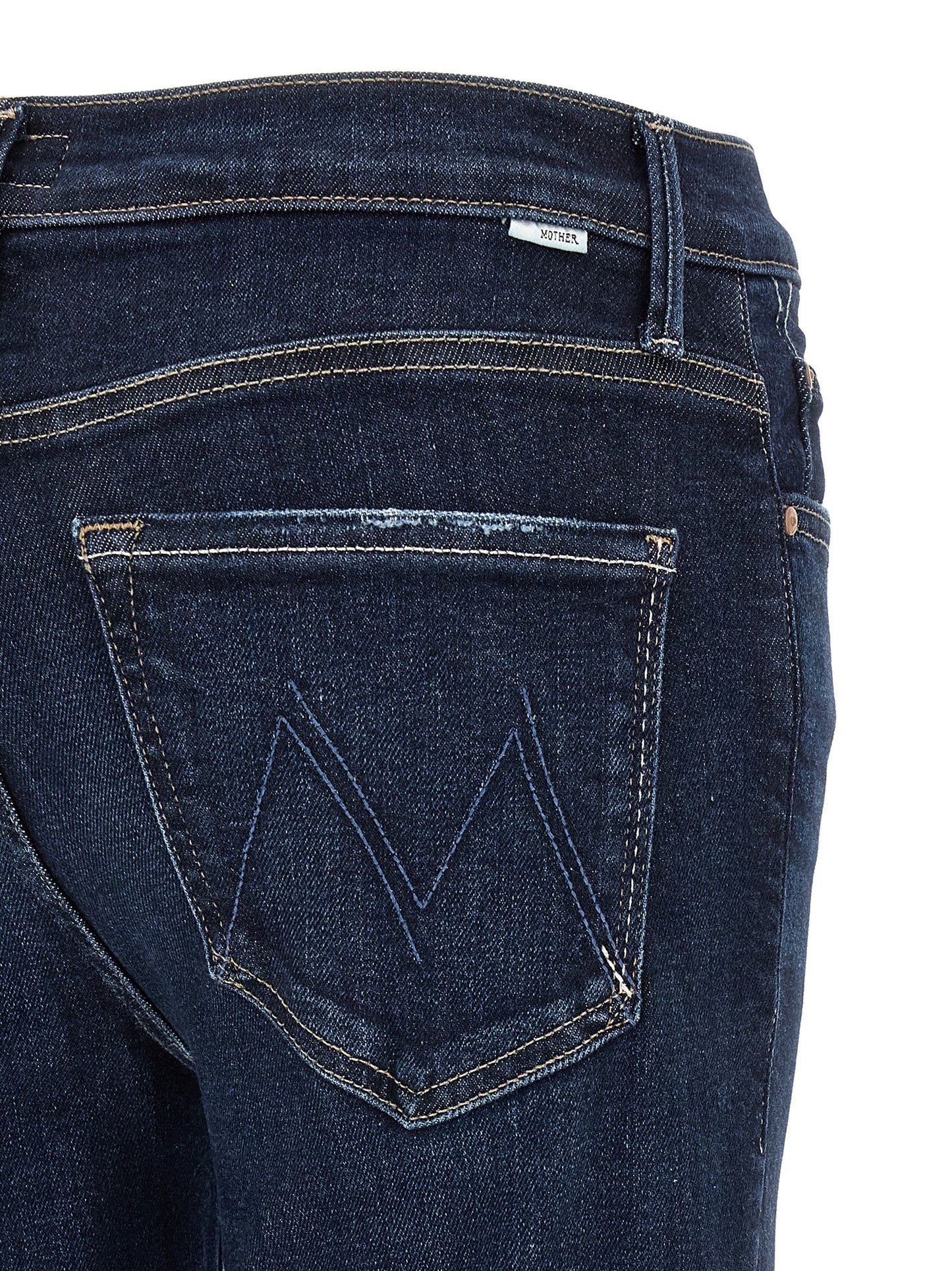 Mother Denim Blue Cotton Straight-Leg Jeans