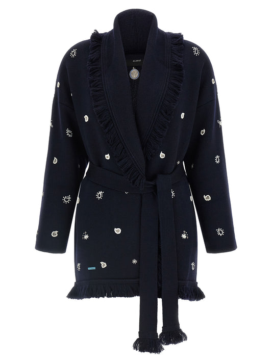 Alanui Blue Virgin Wool Cardigan