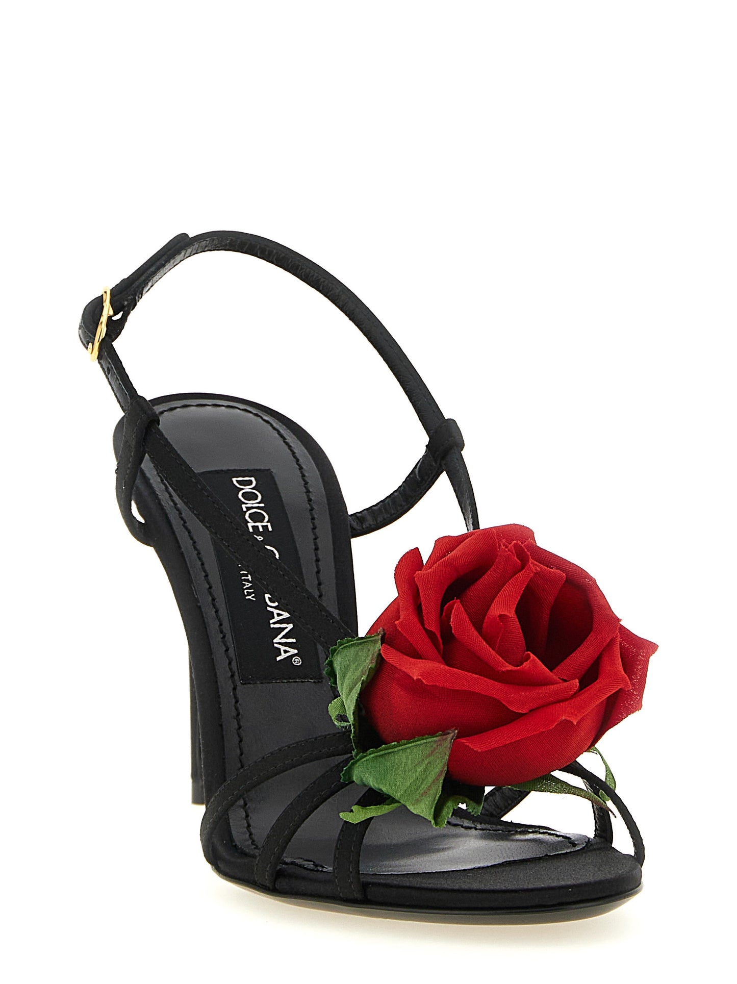 Dolce & Gabbana Black Viscose Stiletto Heel Sandals