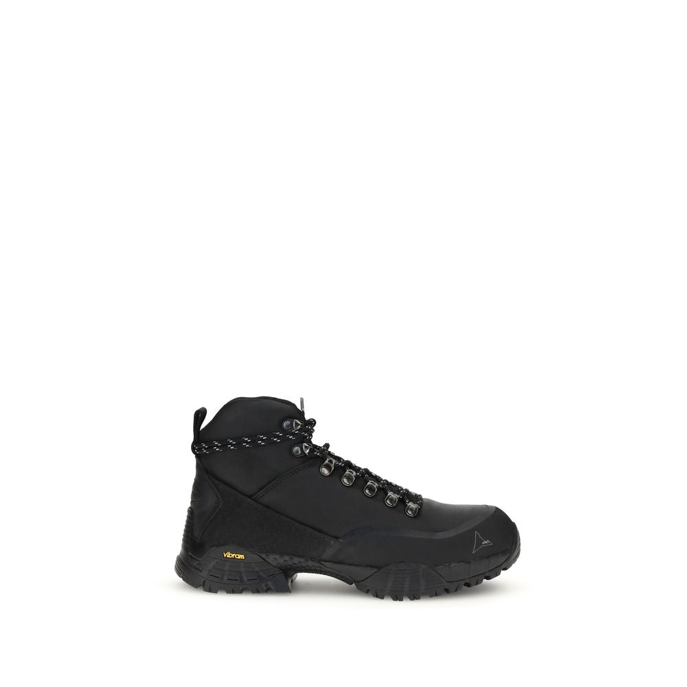 ROA Black Rubber Lace-Up Boots
